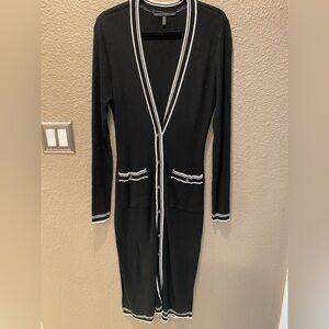 White House, Black market Cardigan Dress with White Accents